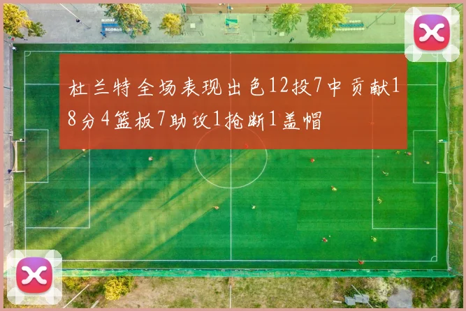 杜兰特全场表现出色12投7中贡献18分4篮板7助攻1抢断1盖帽